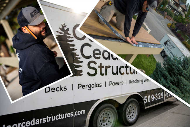 Outdoor cedar structures - decks, pergolas, pavers, retaining walls in spokane, wa